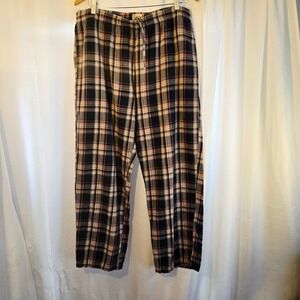 LL Bean Mens Plaid Flannel Pajama Pants L Regular Blue Red Cotton Sleepwear